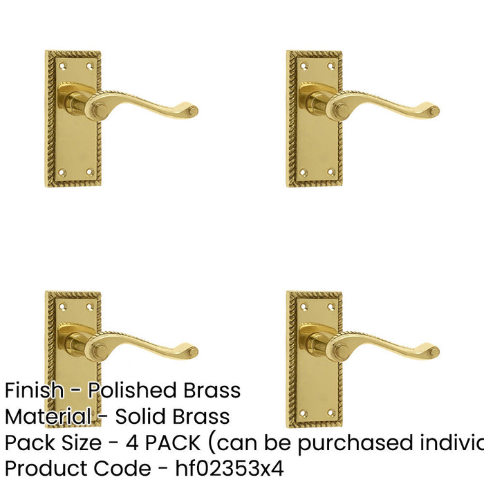 PACK Elegant Georgian Suite Door Handle with Polished Brass Finish Interior Lever Backplate-1