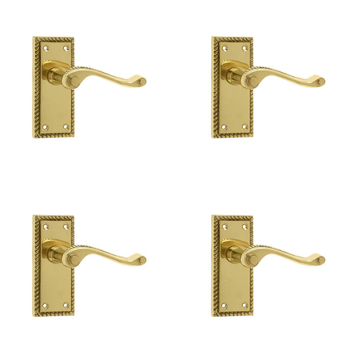 PACK Elegant Georgian Suite Door Handle with Polished Brass Finish Interior Lever Backplate