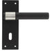 Modern T-Bar Door Handle with Lockplate Sleek Black Finish Interior Lever Backplate