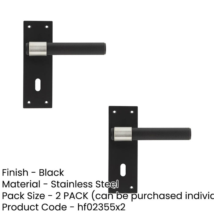 PACK Modern T-Bar Door Handle with Lockplate Sleek Black Finish Interior Lever Backplate (1)-1