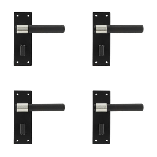 PACK Stylish T-Bar Door Handle with Black Finish Modern Bathrooms Interior Lever Backplate