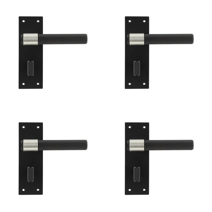 PACK Stylish T-Bar Door Handle with Black Finish Modern Bathrooms Interior Lever Backplate