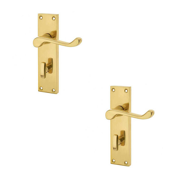PACK Elegant Victorian Scroll Door Handle with Polished Brass Finish Bathroom Plates Interior Lever Backplate (1)