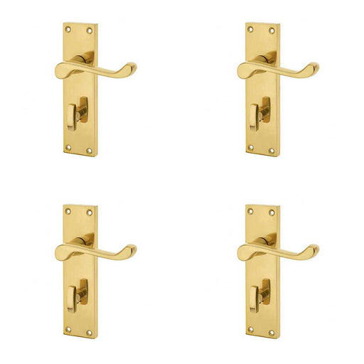 PACK Elegant Victorian Scroll Door Handle with Polished Brass Finish Bathroom Plates Interior Lever Backplate