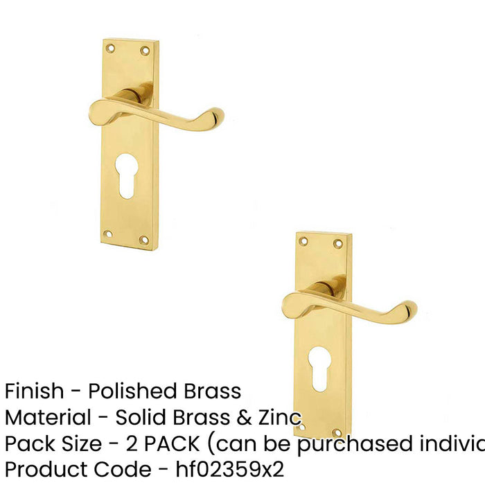PACK Elegant Victorian Scroll Door Handle with Euro Profile Lockplate Polished Brass Finish Interior Lever Backplate (1)-1