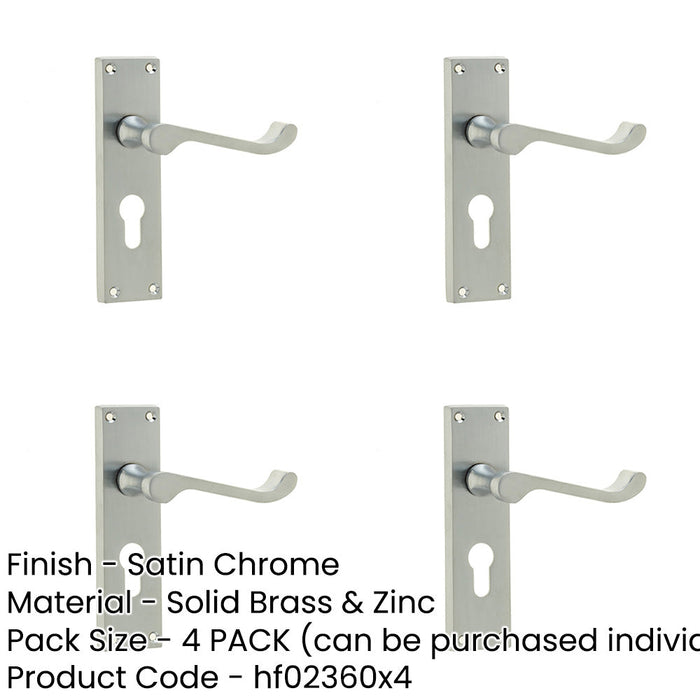 PACK Elegant Victorian Scroll Door Handle with Satin Chrome Finish Euro Profile Locks Interior Lever Backplate-1