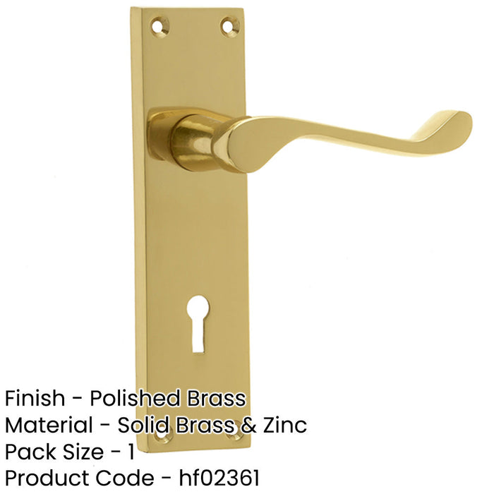 Elegant Victorian Scroll Door Handle Polished Brass Finish Interior Lever Backplate-1