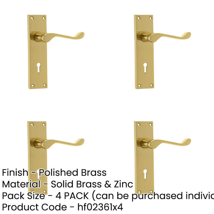 PACK Elegant Victorian Scroll Door Handle Polished Brass Finish Interior Lever Backplate-1