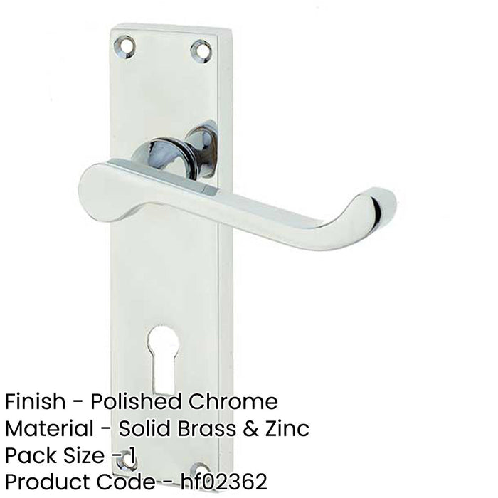 Elegant Victorian Scroll Door Handle with Lockplate Polished Chrome Finish Interior Lever Backplate-1