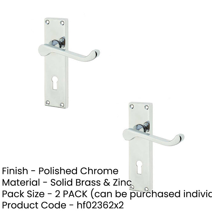 PACK Elegant Victorian Scroll Door Handle with Lockplate Polished Chrome Finish Interior Lever Backplate (1)-1