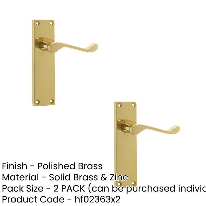 PACK Elegant Victorian Scroll Door Handle with Long Polished Brass Latchset Plate Interior Lever Backplate (1)-1