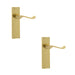 PACK Elegant Victorian Scroll Door Handle with Long Polished Brass Latchset Plate Interior Lever Backplate (1)