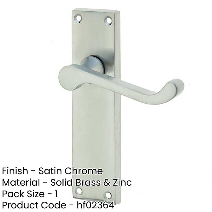 Elegant Victorian Scroll Door Handle with Long Latchset Satin Chrome Finish Interior Lever Backplate-1