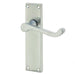 Elegant Victorian Scroll Door Handle with Long Latchset Satin Chrome Finish Interior Lever Backplate