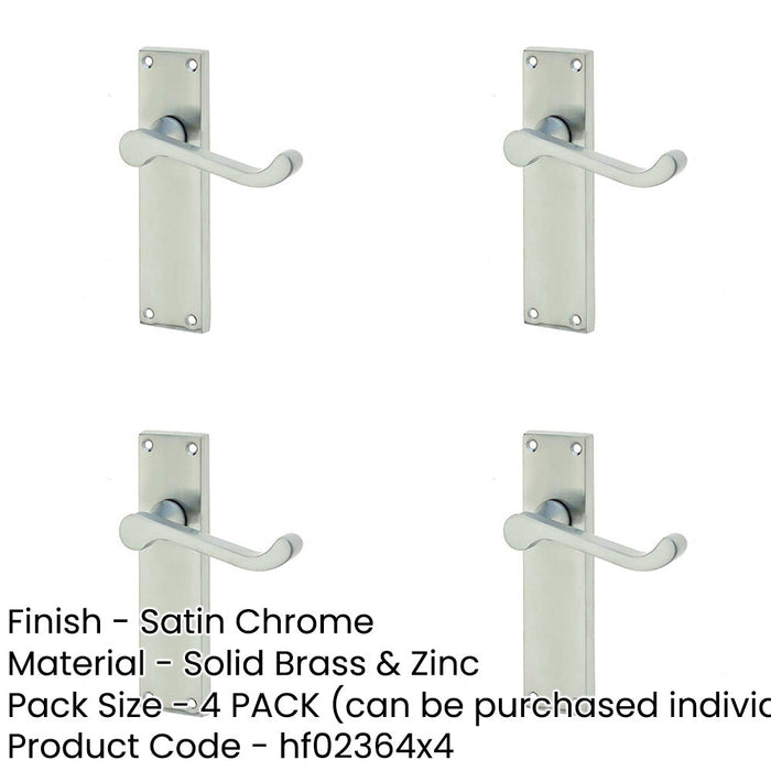 PACK Elegant Victorian Scroll Door Handle with Long Latchset Satin Chrome Finish Interior Lever Backplate-1