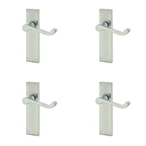 PACK Elegant Victorian Scroll Door Handle with Long Latchset Satin Chrome Finish Interior Lever Backplate