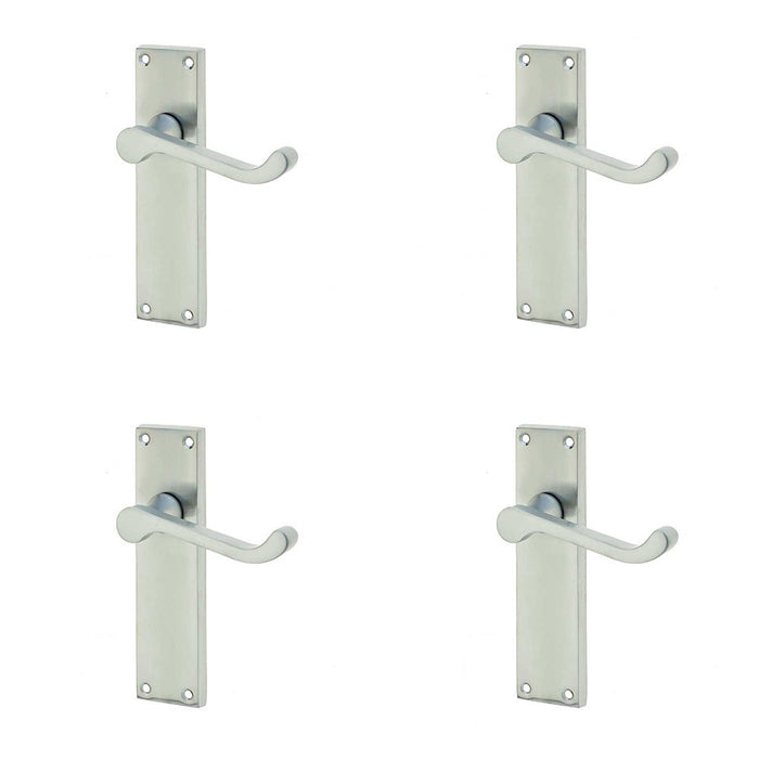 PACK Elegant Victorian Scroll Door Handle with Long Latchset Satin Chrome Finish Interior Lever Backplate