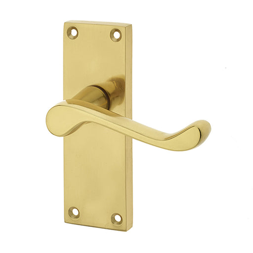 Elegant Victorian Scroll Door Handle with Short Latchset Polished Brass Interior Lever Backplate