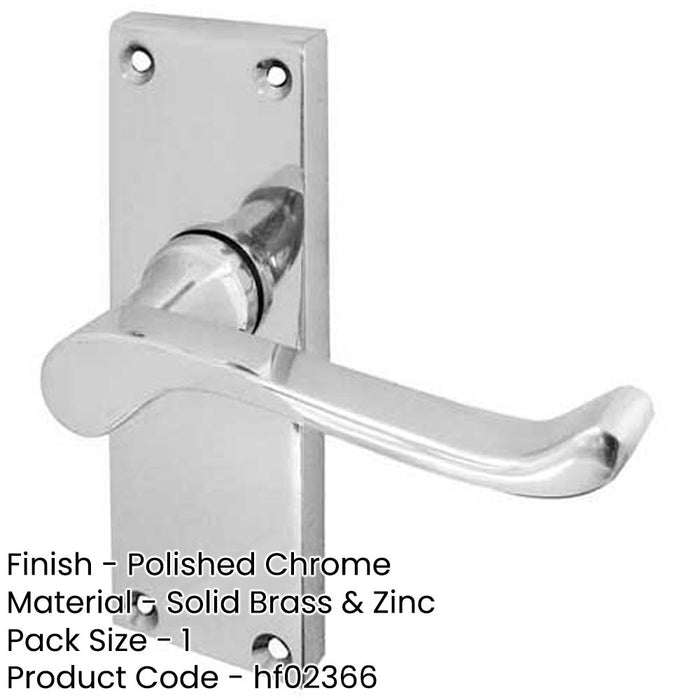 Elegant Victorian Scroll Door Handle with Short Latch Polished Chrome Finish Interior Lever Backplate-1