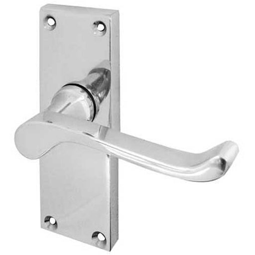 Elegant Victorian Scroll Door Handle with Short Latch Polished Chrome Finish Interior Lever Backplate