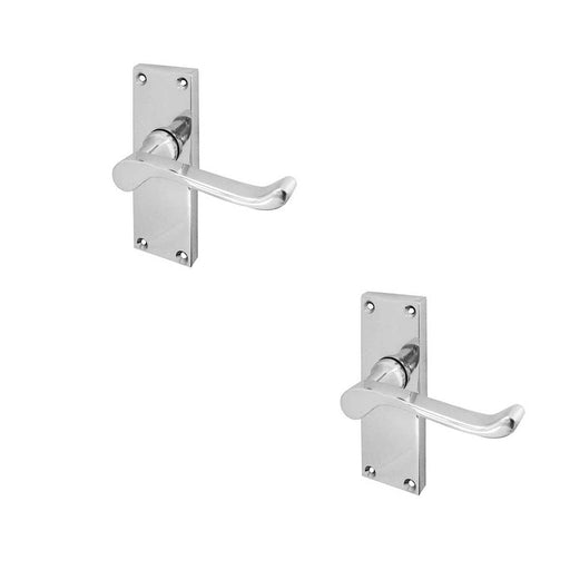 PACK Elegant Victorian Scroll Door Handle with Short Latch Polished Chrome Finish Interior Lever Backplate (1)