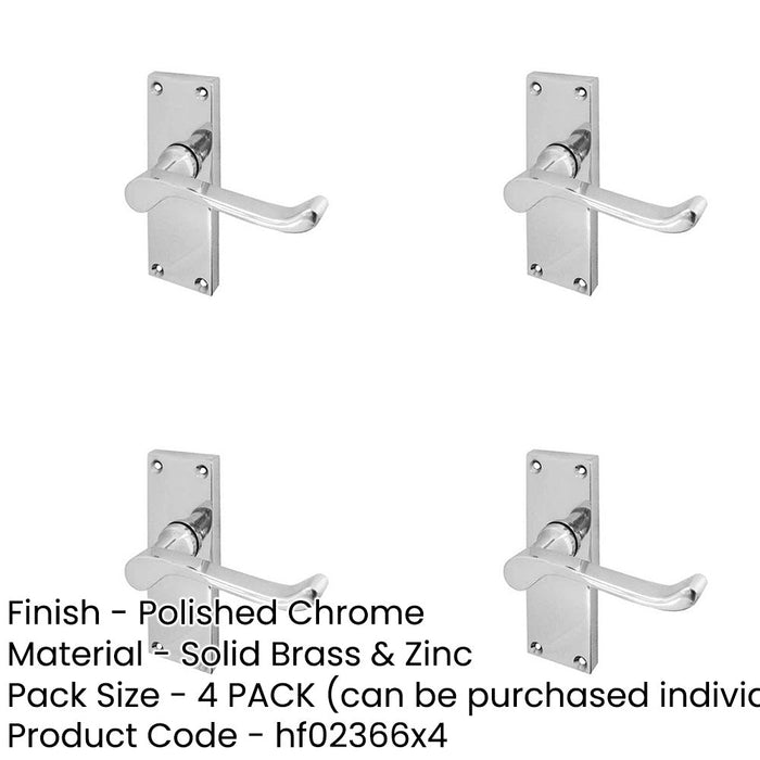 PACK Elegant Victorian Scroll Door Handle with Short Latch Polished Chrome Finish Interior Lever Backplate-1