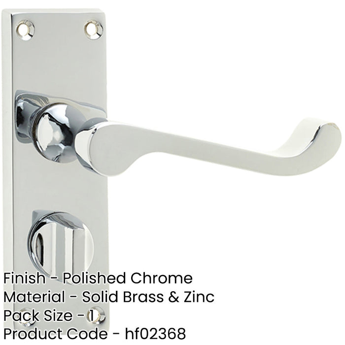 Elegant Victorian Scroll Door Handle with Polished Chrome Privacy Plate Interior Lever Backplate-1