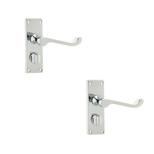 PACK Elegant Victorian Scroll Door Handle with Polished Chrome Privacy Plate Interior Lever Backplate (1)