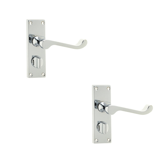 PACK Elegant Victorian Scroll Door Handle with Polished Chrome Privacy Plate Interior Lever Backplate (1)