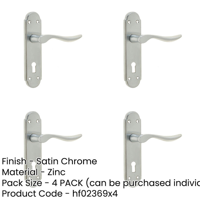 PACK Victorian Style Satin Chrome Suite Door Handle with Lockplate Interior Lever Backplate-1