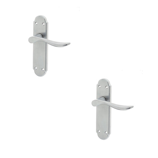 PACK Stylish Satin Chrome Suite Door Handle with Latchplate Interior Lever Backplate (1)