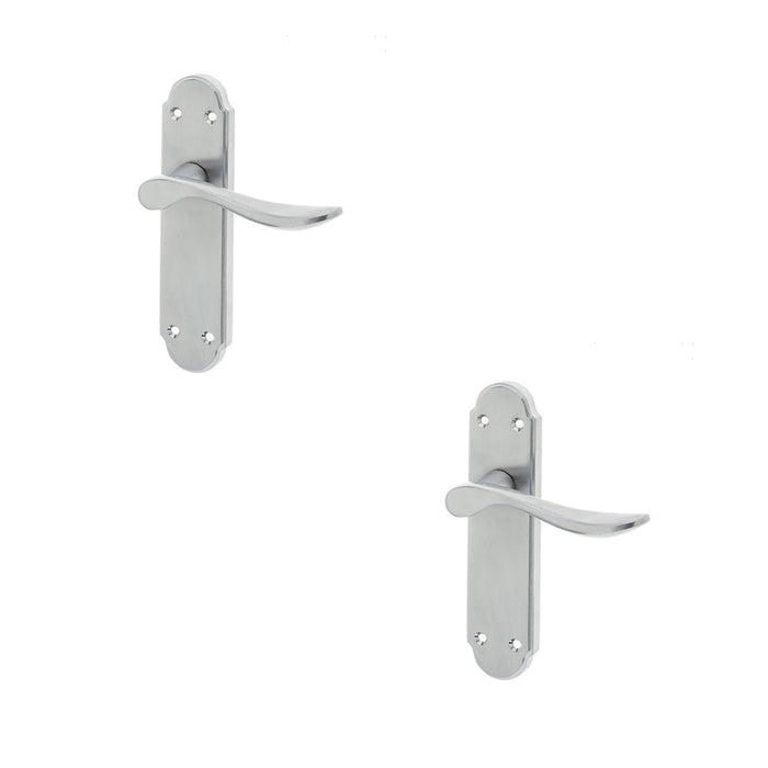 PACK Stylish Satin Chrome Suite Door Handle with Latchplate Interior Lever Backplate (1)