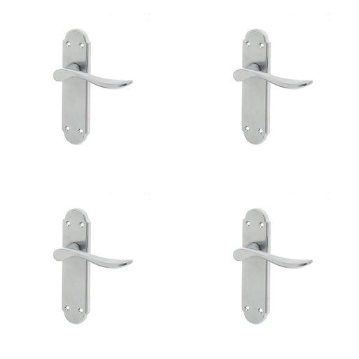 PACK Stylish Satin Chrome Suite Door Handle with Latchplate Interior Lever Backplate