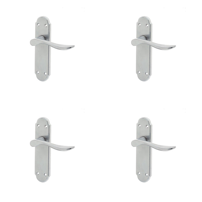 PACK Stylish Satin Chrome Suite Door Handle with Latchplate Interior Lever Backplate