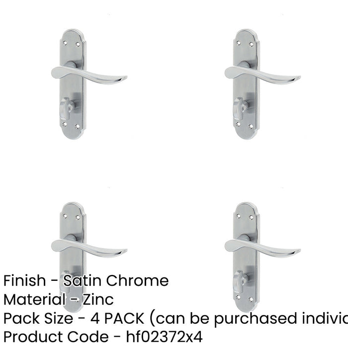 PACK Elegant Satin Chrome Suite Door Handle with Bathroom Plate Interior Lever Backplate-1