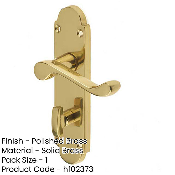 Contemporary Suite Door Handle with Bathroom Plate Polished Brass Finish Interior Lever Backplate-1