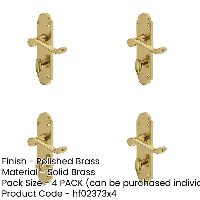 PACK Contemporary Suite Door Handle with Bathroom Plate Polished Brass Finish Interior Lever Backplate-1