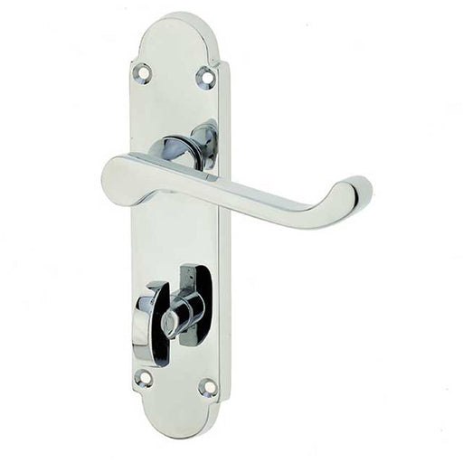 Modern Polished Chrome Suite Door Handle with Bathroom Plate Interior Lever Backplate