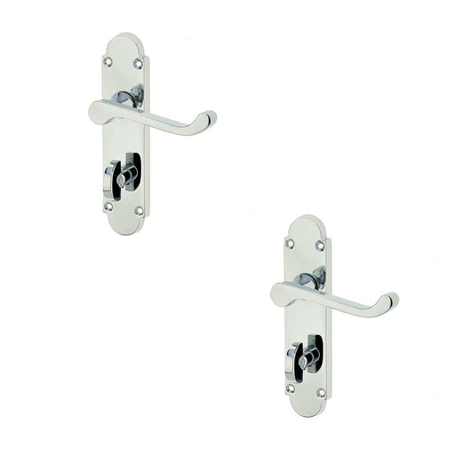 PACK Modern Polished Chrome Suite Door Handle with Bathroom Plate Interior Lever Backplate (1)