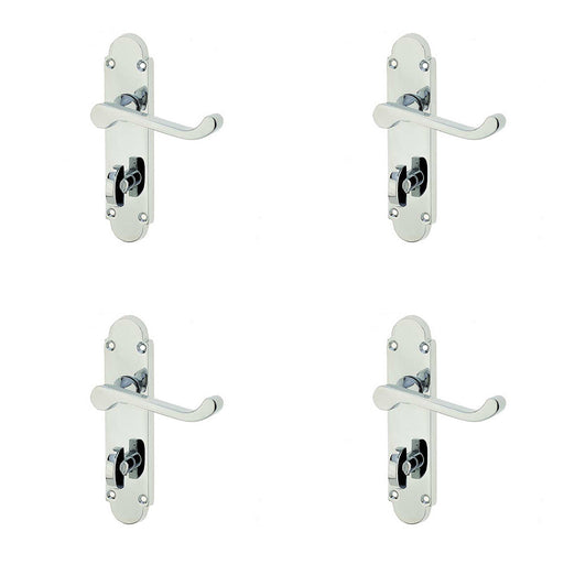 PACK Modern Polished Chrome Suite Door Handle with Bathroom Plate Interior Lever Backplate