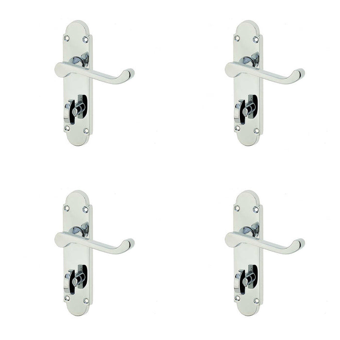 PACK Modern Polished Chrome Suite Door Handle with Bathroom Plate Interior Lever Backplate