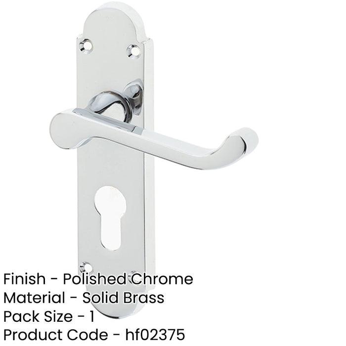 Contemporary Suite Door Handle Polished Chrome with Euro Profile Lockplate Interior Lever Backplate-1