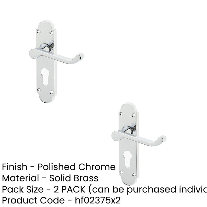 PACK Contemporary Suite Door Handle Polished Chrome with Euro Profile Lockplate Interior Lever Backplate (1)-1