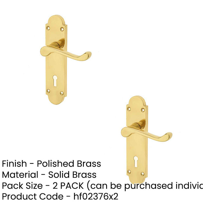 PACK Contemporary Suite Door Handle with Lockplate Polished Brass Finish Interior Lever Backplate (1)-1