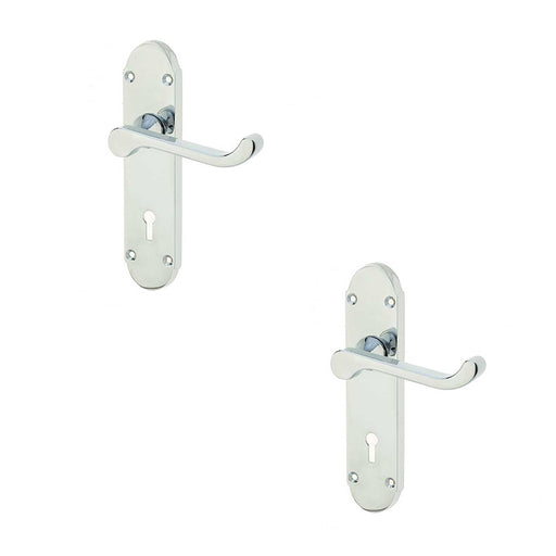 PACK Contemporary Suite Door Handle Polished Chrome Finish Interior Lever Backplate (1)