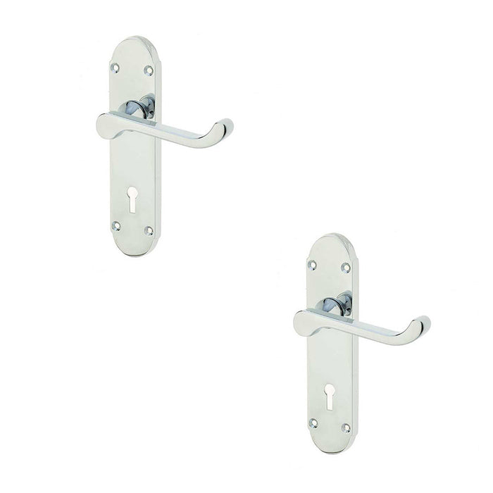 PACK Contemporary Suite Door Handle Polished Chrome Finish Interior Lever Backplate (1)