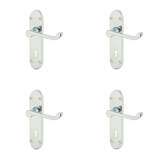 PACK Contemporary Suite Door Handle Polished Chrome Finish Interior Lever Backplate