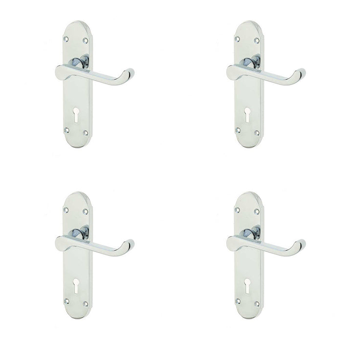 PACK Contemporary Suite Door Handle Polished Chrome Finish Interior Lever Backplate