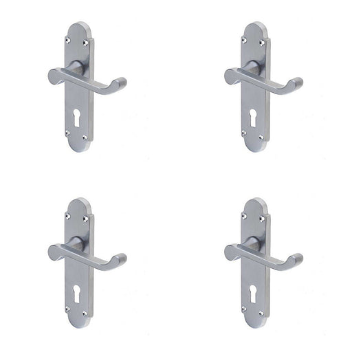 PACK Satin Chrome Suite Door Handle with Lockplate Modern Interiors Interior Lever Backplate