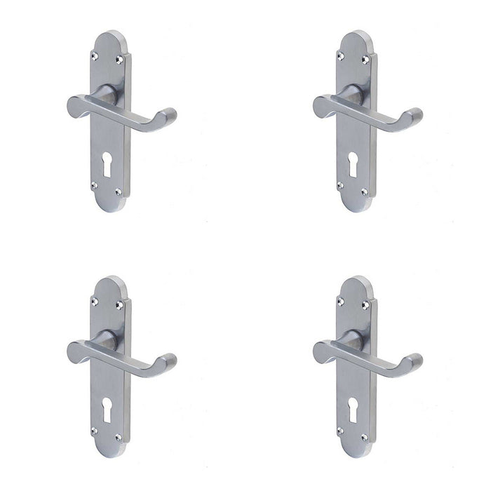 PACK Satin Chrome Suite Door Handle with Lockplate Modern Interiors Interior Lever Backplate